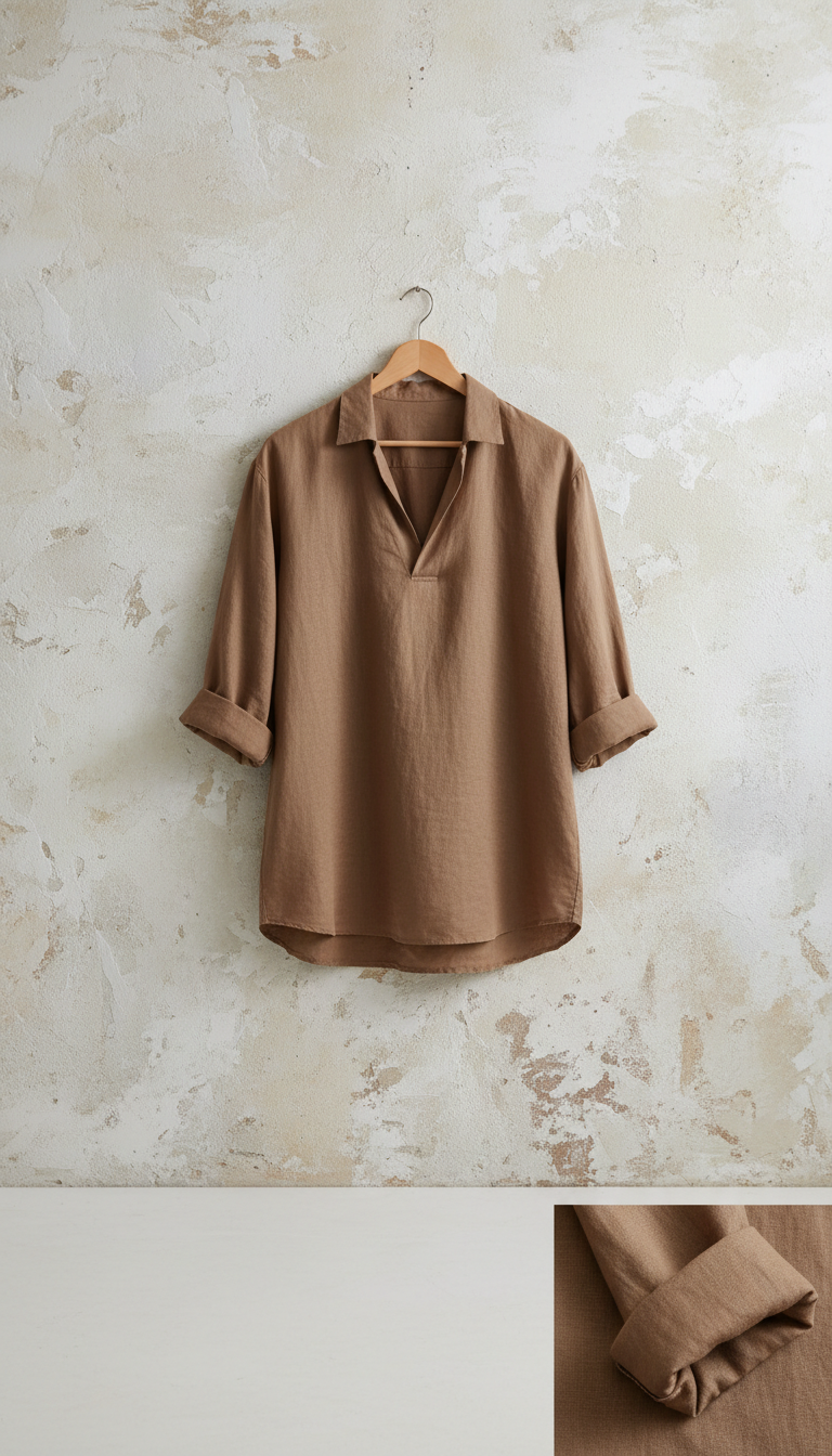 Clay Brown Linen Overshirt