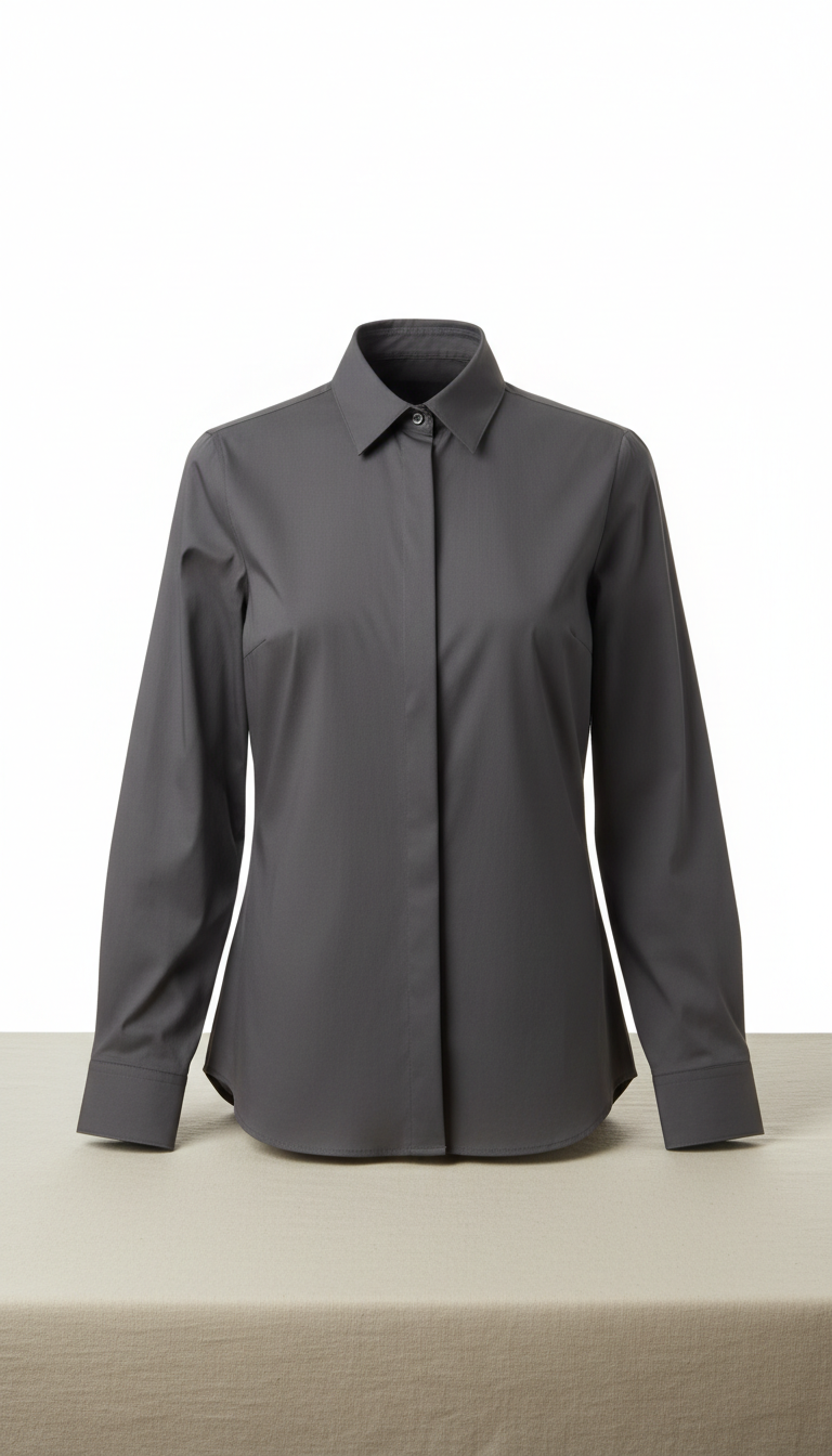 Warm Graphite Minimal Poplin Shirt